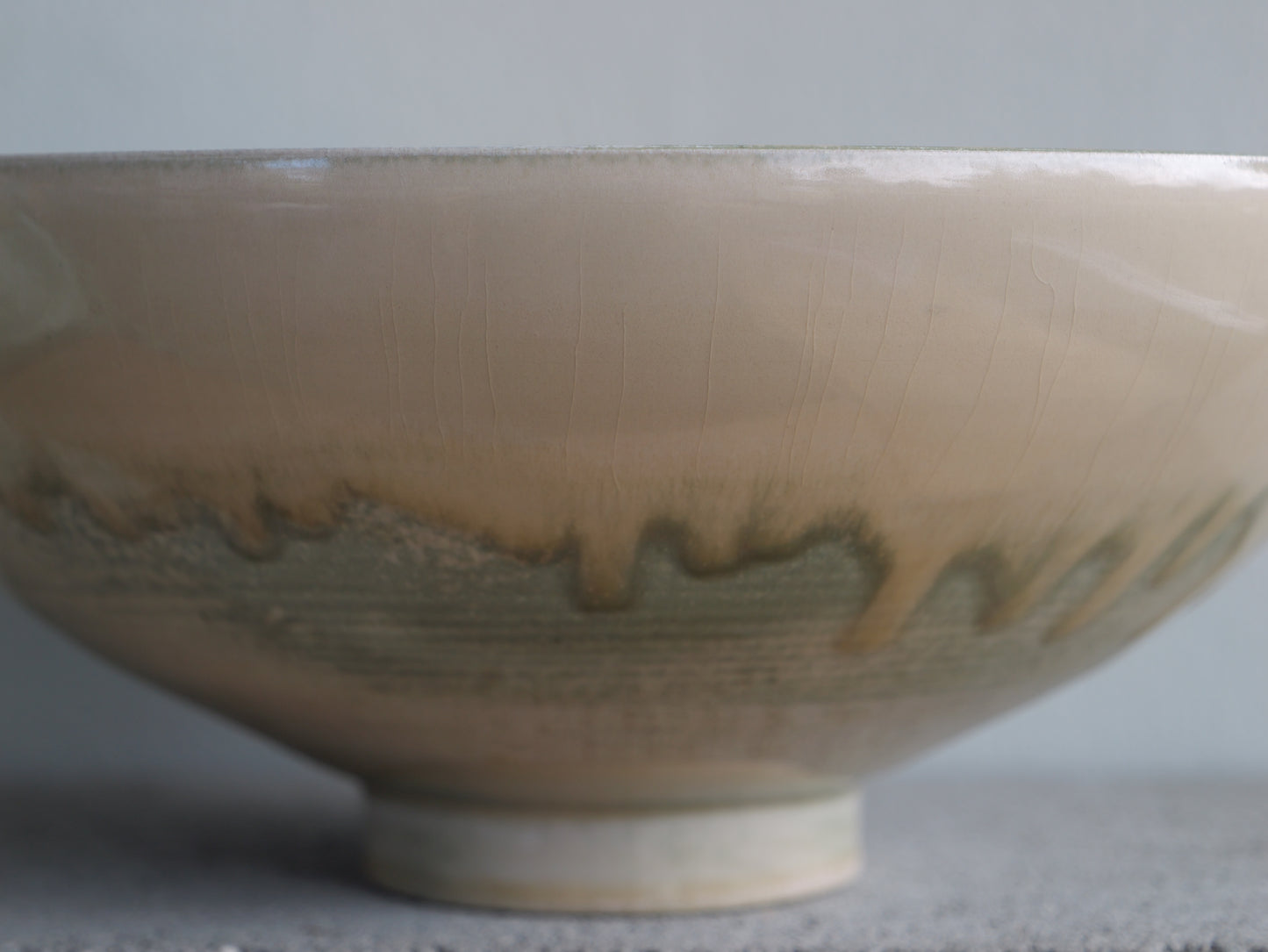 Large white bowl with green details
