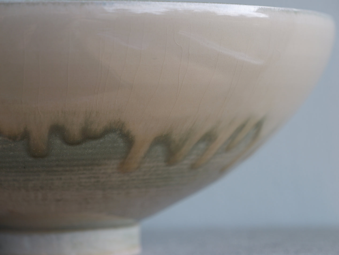 Large white bowl with green details