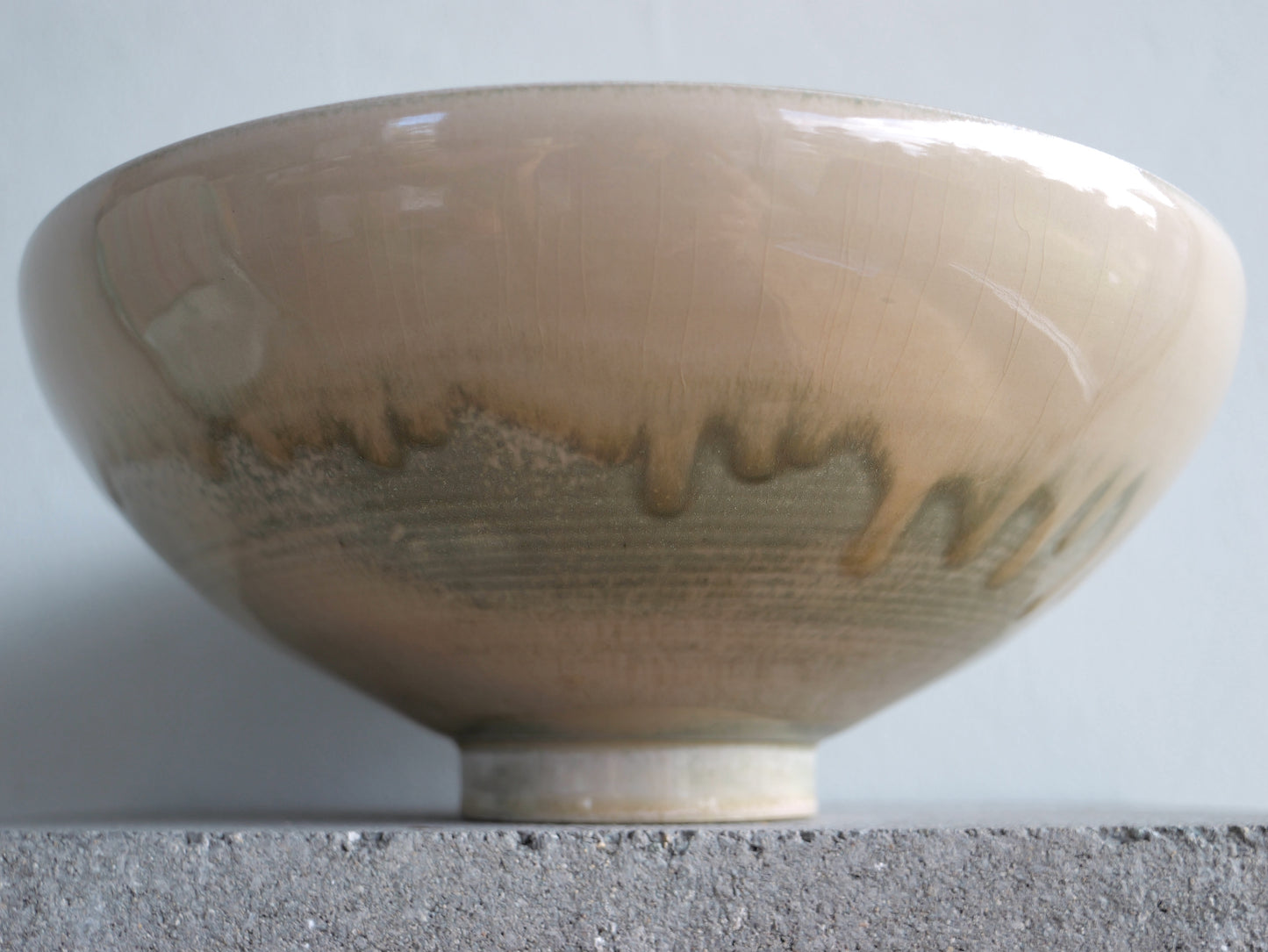 Large white bowl with green details