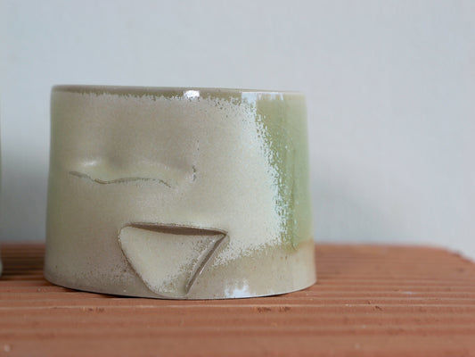 Set of two crystallised matt green whiskey cups