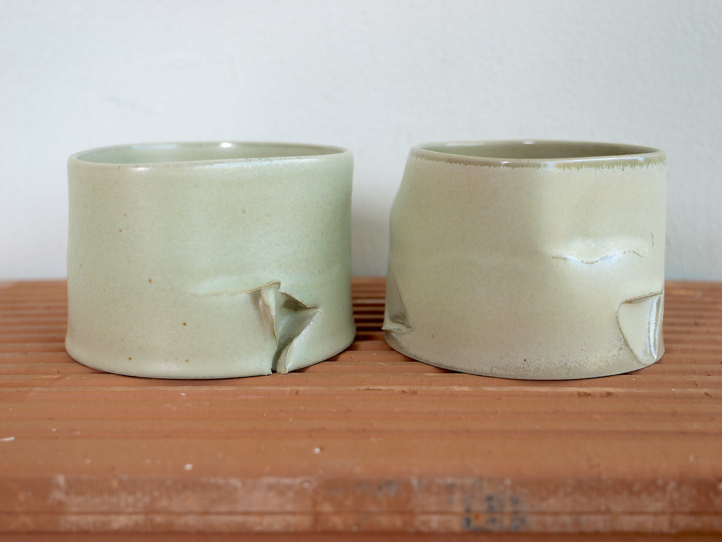 Set of two crystallised matt green whiskey cups
