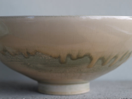 Large white bowl with green details
