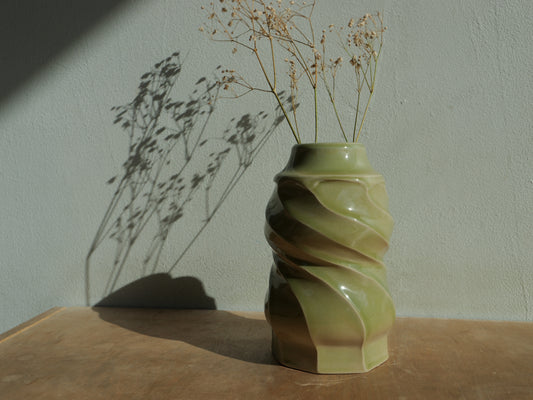 Green spiral vase